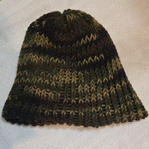 Knitted Beanie Hat Green Khaki Holidays Christmas Festive